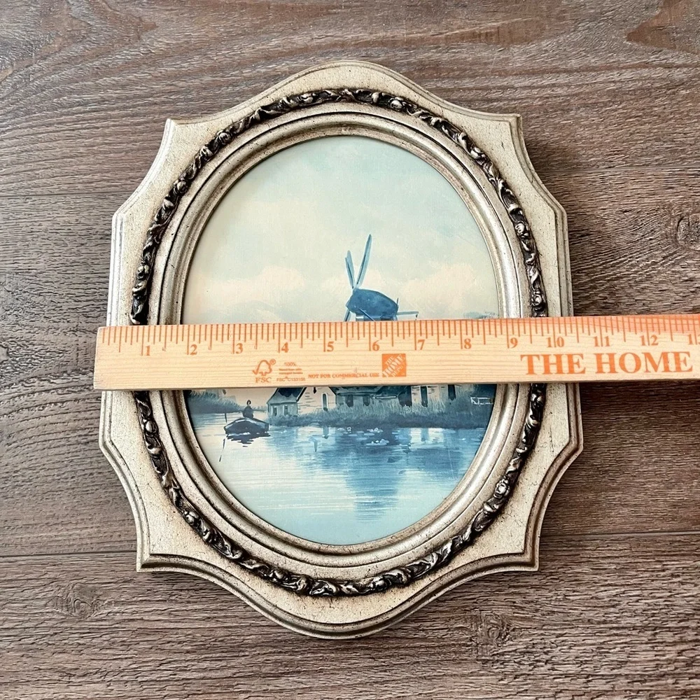Elegant Gold Framed Windmill Art